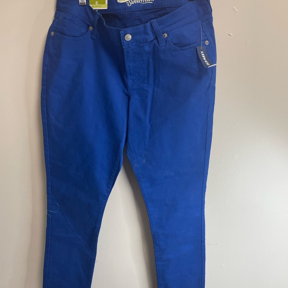NWT $34 Old Navy The Sweetheart Skinny Jeans 6 Reg Cobalt Royal Blue Stretch 6R@